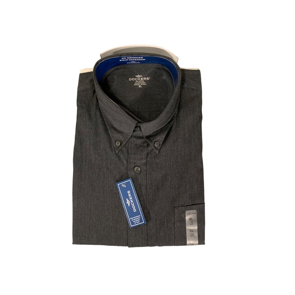 Stafford Wrinkle-Free Broadcloth Dress Shirt Size 16.5/34-35 Midnight Grey